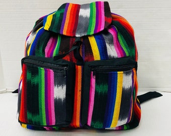 Hand-Woven Guatemalan-Style Cotton Backpack Colorful Striped Sling Bag Hand-Woven Guatemalan-Style Cotton Backpack | Mercari main image 4