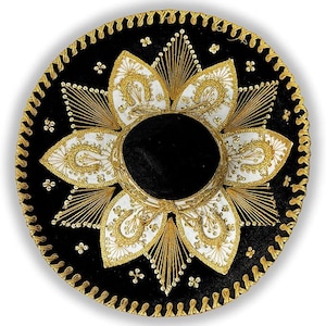 Authentic Mariachi Charro Sombrero - Traditional Mexican Hat with Unique Embroidery, Black Gold