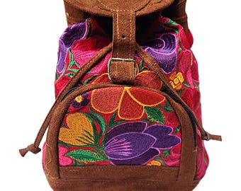 Handmade Guatemalan Backpack: Floral Embroidered Travel Bag
