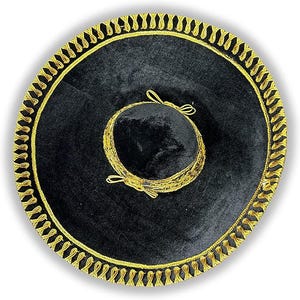 Authentic Mariachi Charro Sombrero - Traditional Mexican Hat with Unique Embroidery, Plain Black with Gold Lace