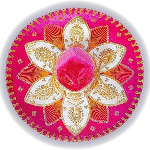 Authentic Mariachi Charro Sombrero - Traditional Mexican Hat with Unique Embroidery, Pink and Gold