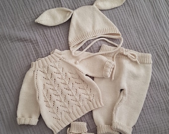 Neugeborenen Baby Coming Home Outfit, gestrickte Babykleidung, Baby Krankenhaus Outfit, neues Baby Geschenk