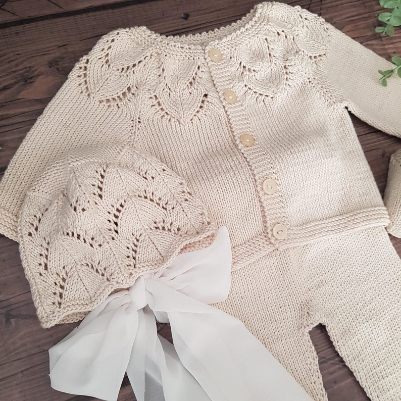 Newborn Baby Homecoming Outfit, Knitted Baby Outfit, Unisex Baby Clothes, Organic Baby Clothing, New Baby Gift, Baby Shower Gift image 3