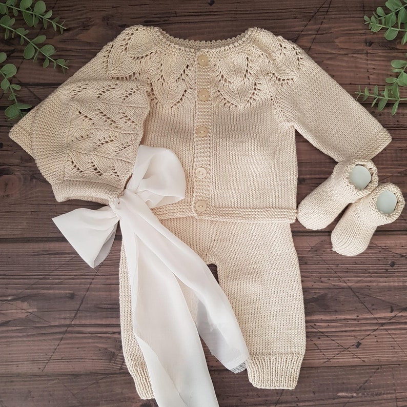 Newborn Baby Homecoming Outfit, Knitted Baby Outfit, Unisex Baby Clothes, Organic Baby Clothing, New Baby Gift, Baby Shower Gift image 10