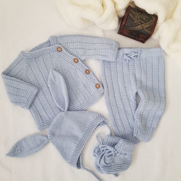 Newborn baby clothes, baby boy coming home outfit, organic baby clothing, knitted baby garments, baby boy attire, baby boy gift