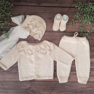 Newborn Baby Homecoming Outfit, Knitted Baby Outfit, Unisex Baby Clothes, Organic Baby Clothing, New Baby Gift, Baby Shower Gift image 6