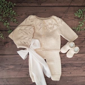 Newborn Baby Homecoming Outfit, Knitted Baby Outfit, Unisex Baby Clothes, Organic Baby Clothing, New Baby Gift, Baby Shower Gift image 9