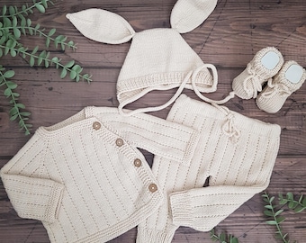 Neugeborenes Baby-Coming-Home-Outfit, gestrickte Babykleidung, Baby-Krankenhaus-Outfit, Geschenk zur Geburt eines neuen Babys