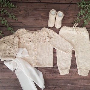 Newborn Baby Homecoming Outfit, Knitted Baby Outfit, Unisex Baby Clothes, Organic Baby Clothing, New Baby Gift, Baby Shower Gift image 7