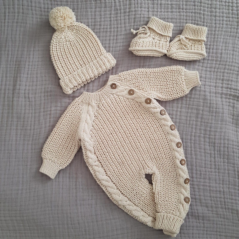 Culete Feather Natural Knitted Baby Set 9833