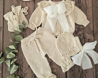 Baby Girl Coming Home Outfit, Erantis Flower Baby Girl Clothing Set, Organic Baby Clothing Outfits, Knitted Baby Clothes, New Baby Gift