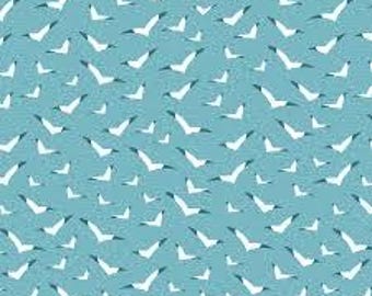 Surf’s Up Fabric by Barb Tourtillotte – Henry Glass – Seagull Coastal Cotton Quilt Fabric – Aqua Beach Bird Sewing Craft Fabric