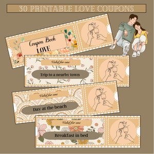 30 Printable Love Coupons Book - Valentine's Day Gift - Last minute gift for couples