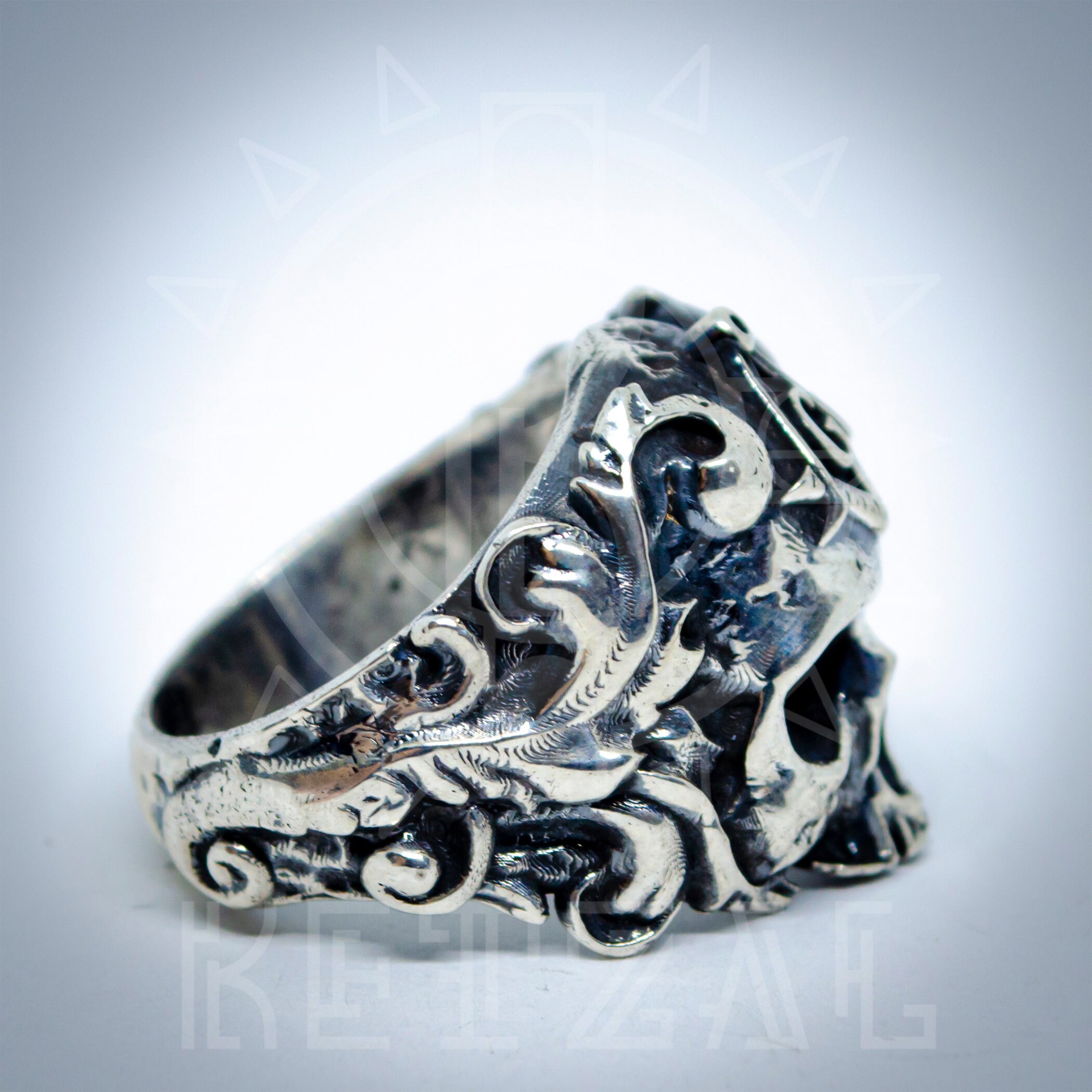 Masonic Dead Ring, Catrina Ring, Death Skull Ring, Masonic Silver Ring