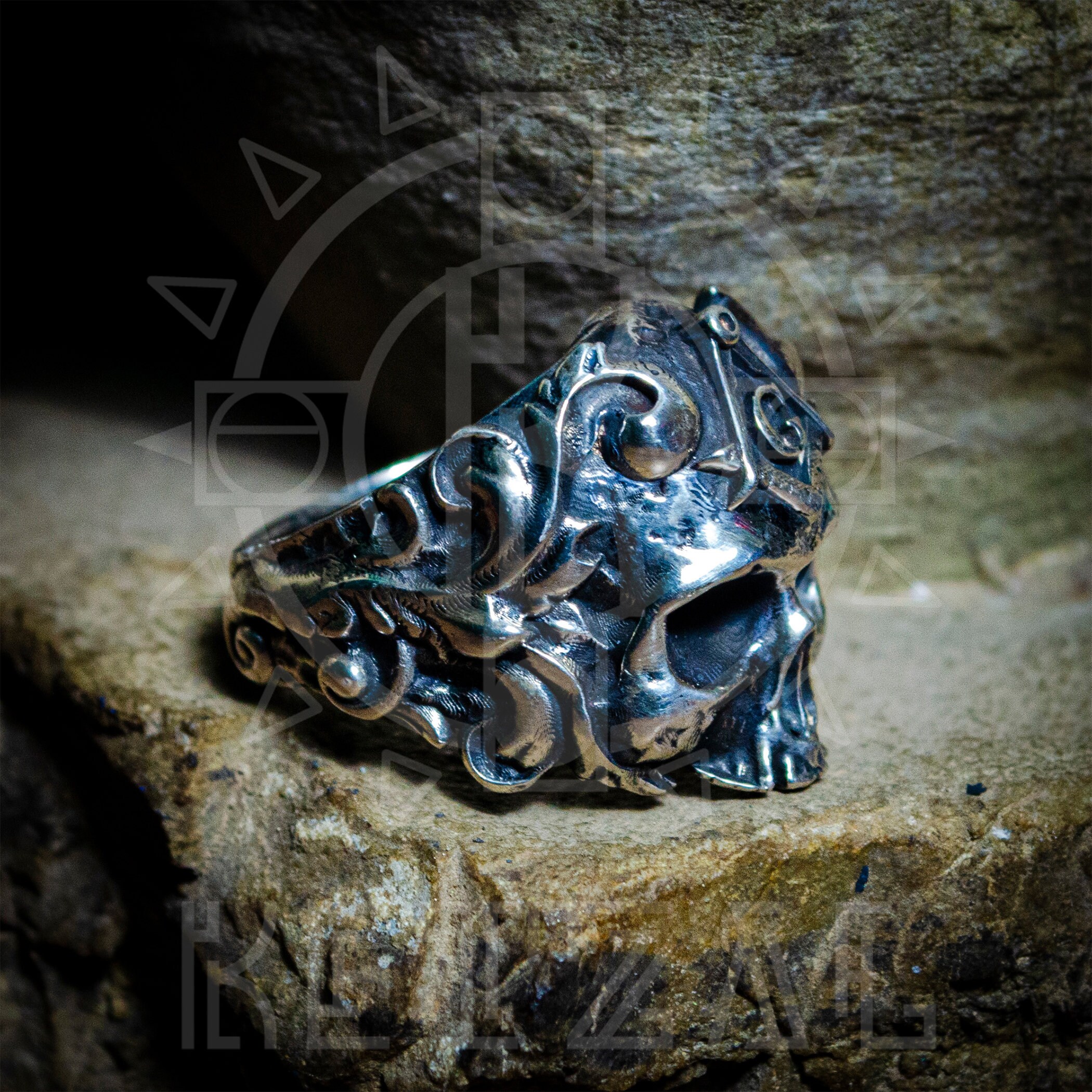 Masonic Dead Ring, Catrina Ring, Death Skull Ring, Masonic Silver Ring