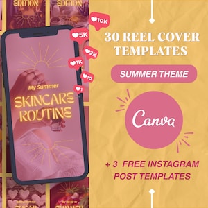 30 Sommer Theme Reel Cover Vorlagen | Erstellung von Social Media Inhalten | Instagram-Vorlagen | Bearbeitbare Vorlagen | Canva Vorlage | Vorlagen