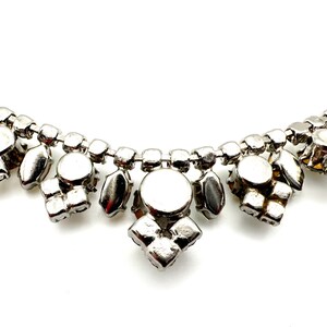 Vintage retro 1950s silver tone clear rhinestone geometric fringe necklace image 6
