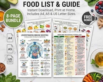 Immune Boosting Food List | Printable Nutrition Guide | Wellness PDF | Healthy Diet Plan | Digital Download