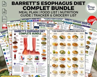 Barrett's Esophagus Diet Meal Plan Bundle | Food List, Grocery Checklist (PDF Download)