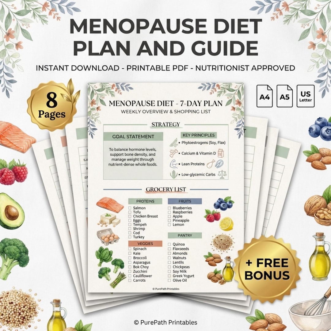 7-day Menopause Diet Meal Plan | Weekly Healthy Grocery List | Hormone ...