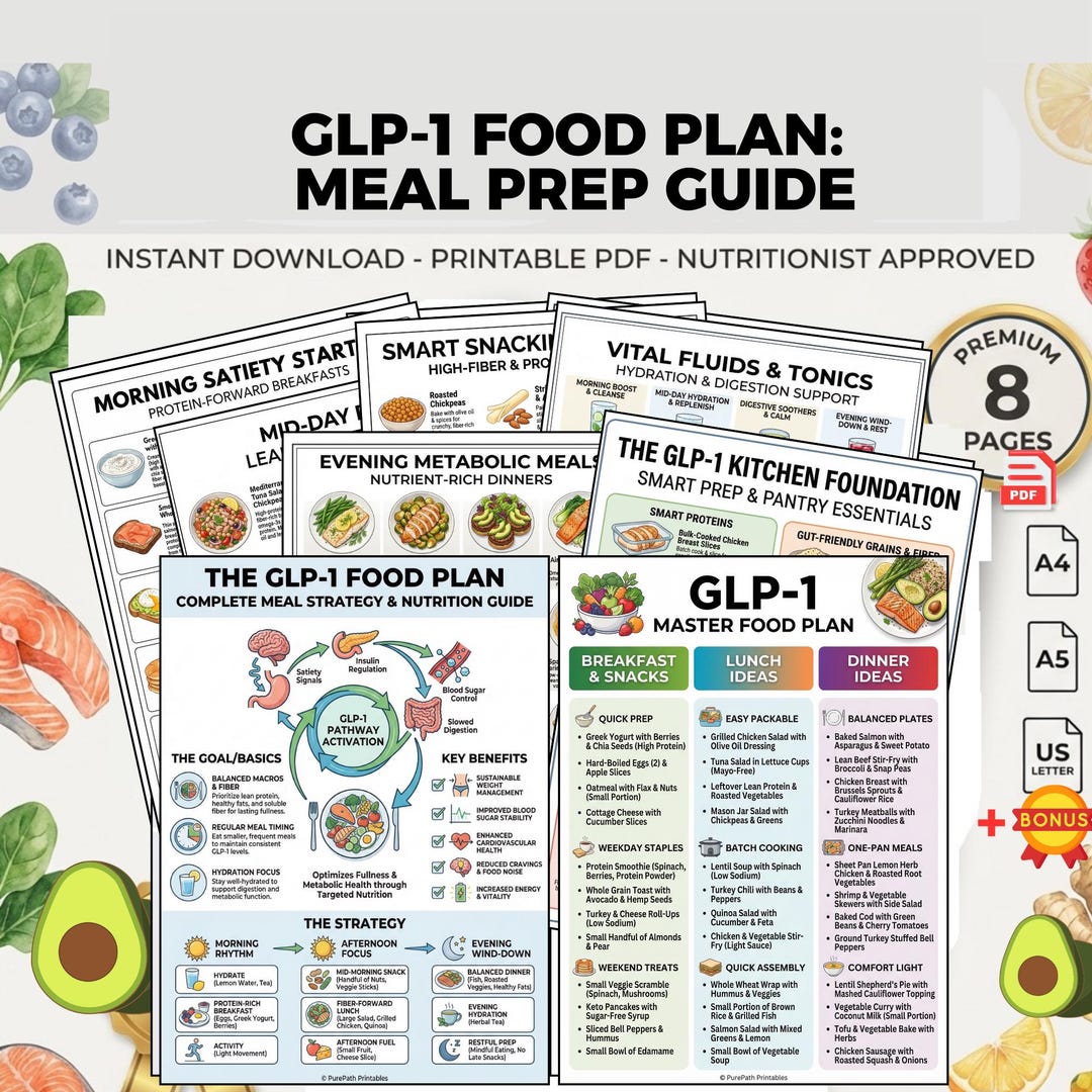 GLP-1 Food Plan: Printable Meal Prep Guide | Weekly Diet Planner for ...