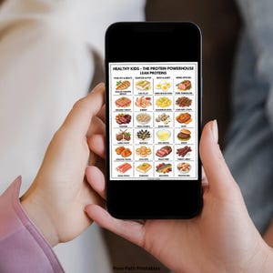 Comprehensive 8-page bundle of Healthy Kids Food List printables for pediatric nutrition education. This digital download includes a visual guide to health, cognitive wellness charts, and a detailed eat, limit, and avoid food list for healthy meal planning. Perfect for homeschooling parents and educators. Available in A4, A5, and US Letter sizes with a Free Bonus badge. Mockup features fresh blueberries, avocado, walnuts, and green juice.