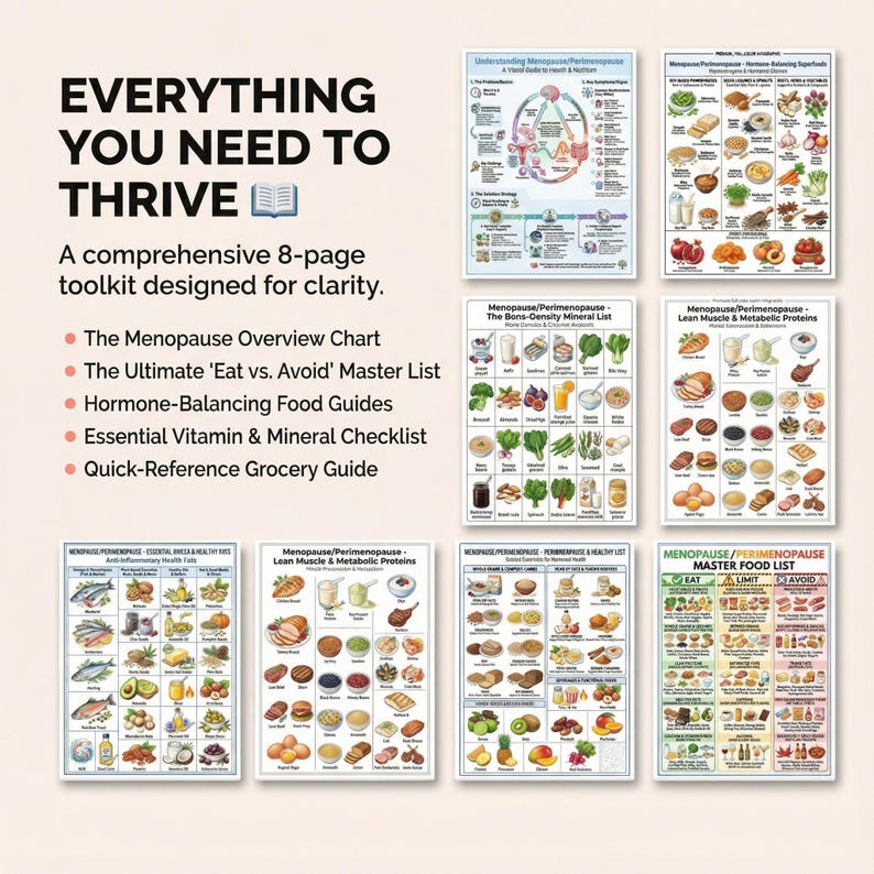 Menopause & Perimenopause Food List Printable Nutrition Chart Hormone Balance Diet Guide Phytoestrogen Infographic PDF Visual Poster
