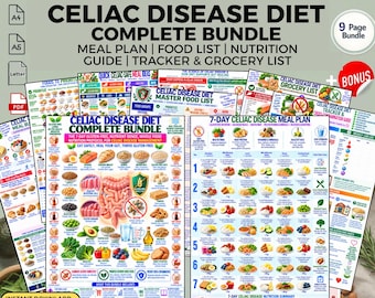 Celiac Disease Diet PDF, 7-Day Meal Plan, Food List, Grocery Checklist, Tracker & Guide