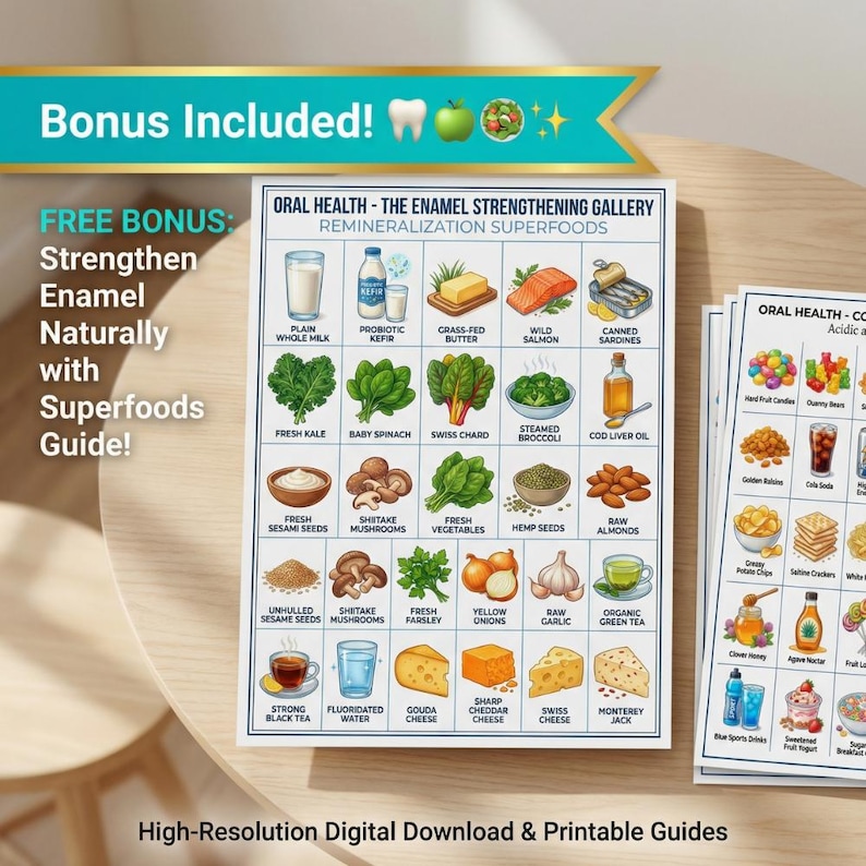 Oral Health Food Guide Printable, Dental Nutrition Infographic (digital ...