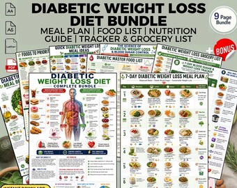Diabetic Weight Loss Diet Bundle Meal Plan & Food List: Blood Sugar Nutrition Guide PDF