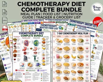 Chemotherapy Diet Meal Plan Bundle Printable PDF | Chemo Friendly Food List & Grocery Checklist | Cancer Support Nutrition Guide | Download