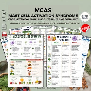 MCAS Food List PDF Printable: Low Histamine Diet Guide Mast Cell Activation Food Chart