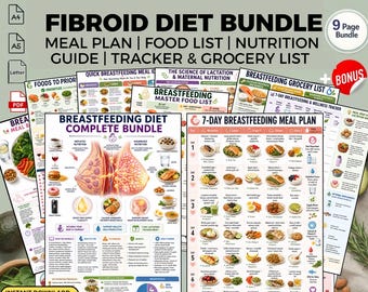Breastfeeding Diet Meal Plan Bundle & Food List: Nursing Nutrition Printable PDF Download Guide Tracker