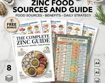Zinc Food Sources Guide: Printable Nutrition Reference Chart | Mineral Rich Grocery List PDF