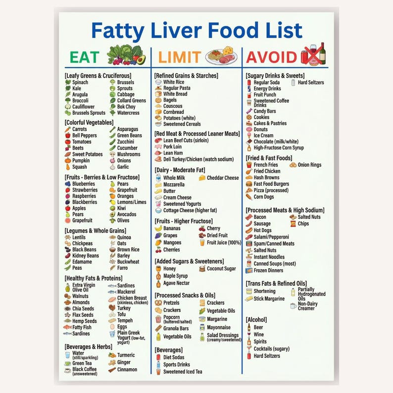 Fatty Liver Food List PDF | Liver Health Diet Guide | NAFLD Nutrition ...