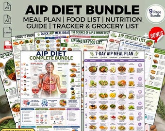 AIP Diet Meal Plan Bundle Autoimmune Protocol Food List Printable PDF Download