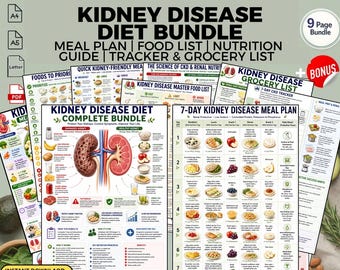 Kidney Disease Diet Meal Plan Bundle & Renal Food List: Kidney Health Printable PDF Download