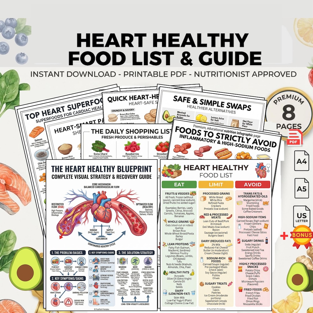 Heart Healthy Food List: Printable Grocery Shopping Guide ...
