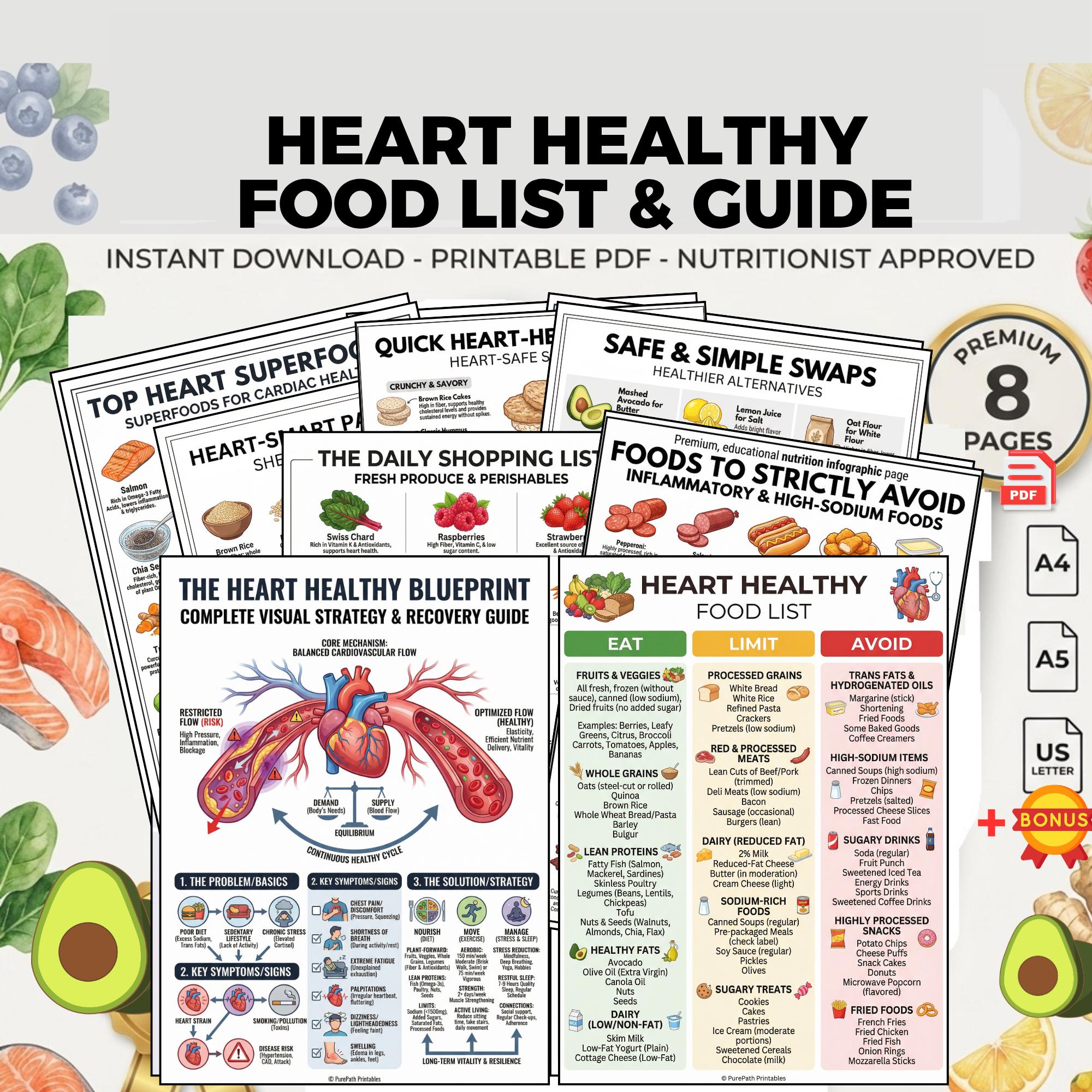 Heart Healthy Food List: Printable Grocery Shopping Guide ...