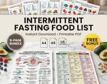 Intermittent Fasting Food List Visual Guide | Printable PDF Infographic Chart (Digital Download)