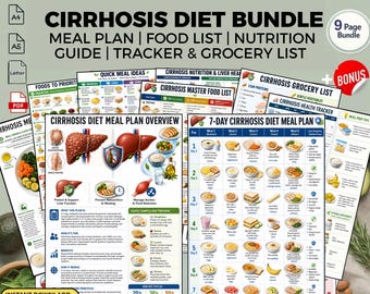 Cirrhosis Diet Meal Plan + Food List: Liver Support Low Sodium Nutrition Guide Printable PDF