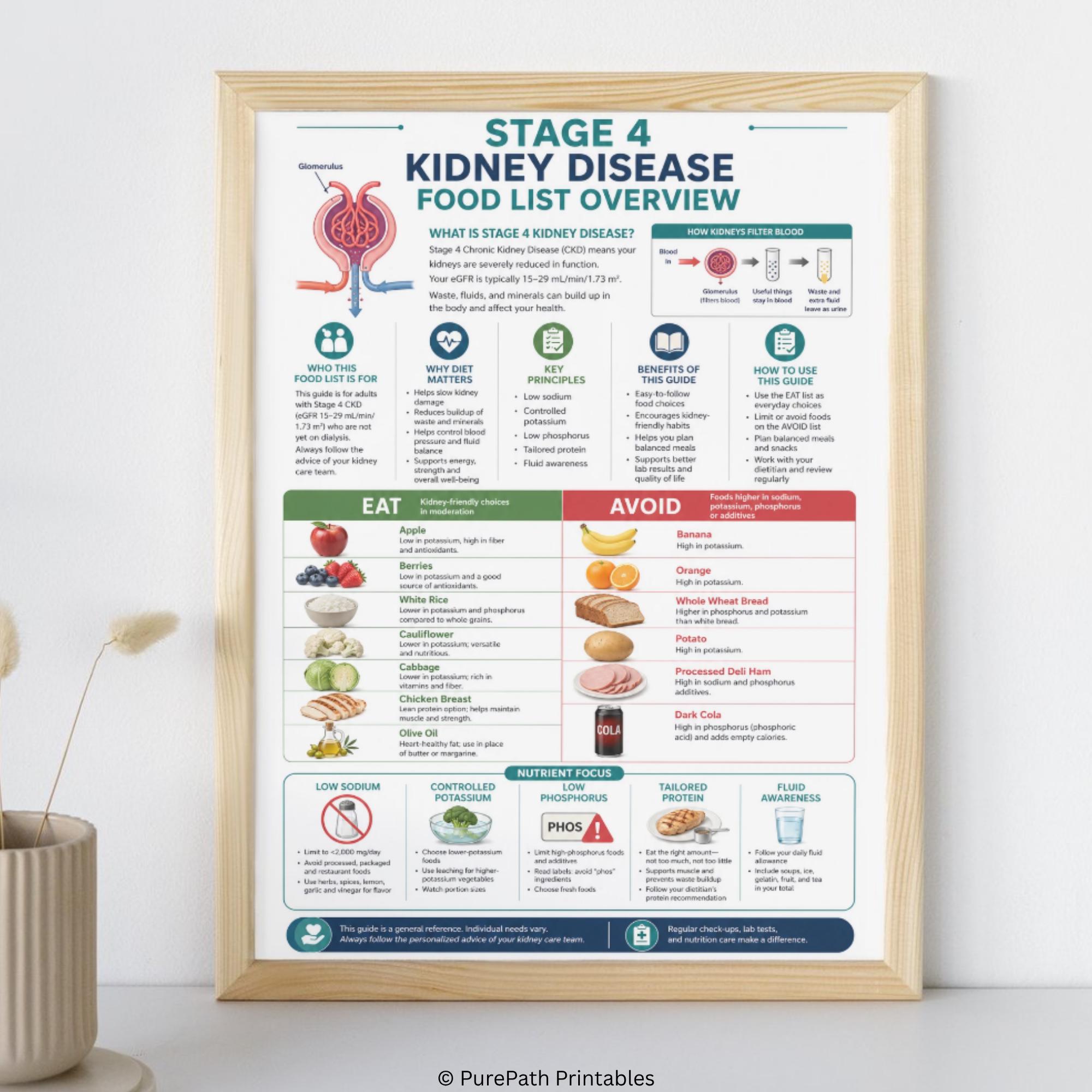 Stage 4 Kidney Disease Food List Printable: Renal Diet | Low Sodium ...