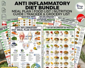 Plan de alimentación antiinflamatorio + lista de alimentos: Guía nutricional para el alivio del dolor y la salud intestinal (PDF)