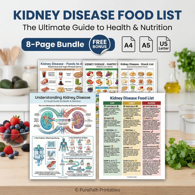 Kidney Disease Food List PDF | Renal Diet Guide | CKD Nutrition Low ...