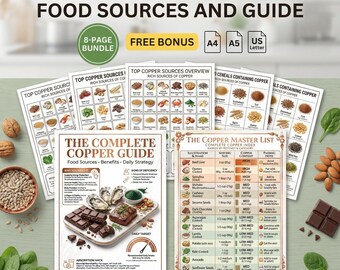 Copper Deficiency Diet Guide | High Mineral Nutrition Food Sources Chart | Printable PDF Planner