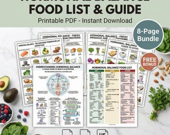Hormonal Balance Food List PDF | PCOS Diet Guide | Menopause Nutrition Health Meal Plan Printable