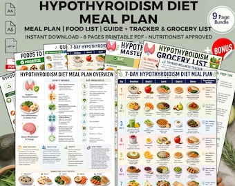 Hypothyroidism Diet Meal Plan Printable: Thyroid Support Gluten Free Anti Inflammatory Food Guide PDF
