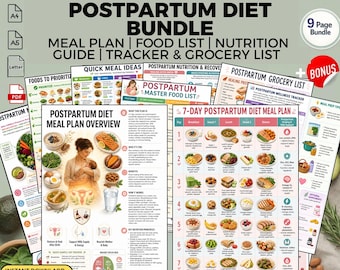 Plan de alimentación posparto + lista de alimentos: Guía nutricional para la recuperación energética (PDF)