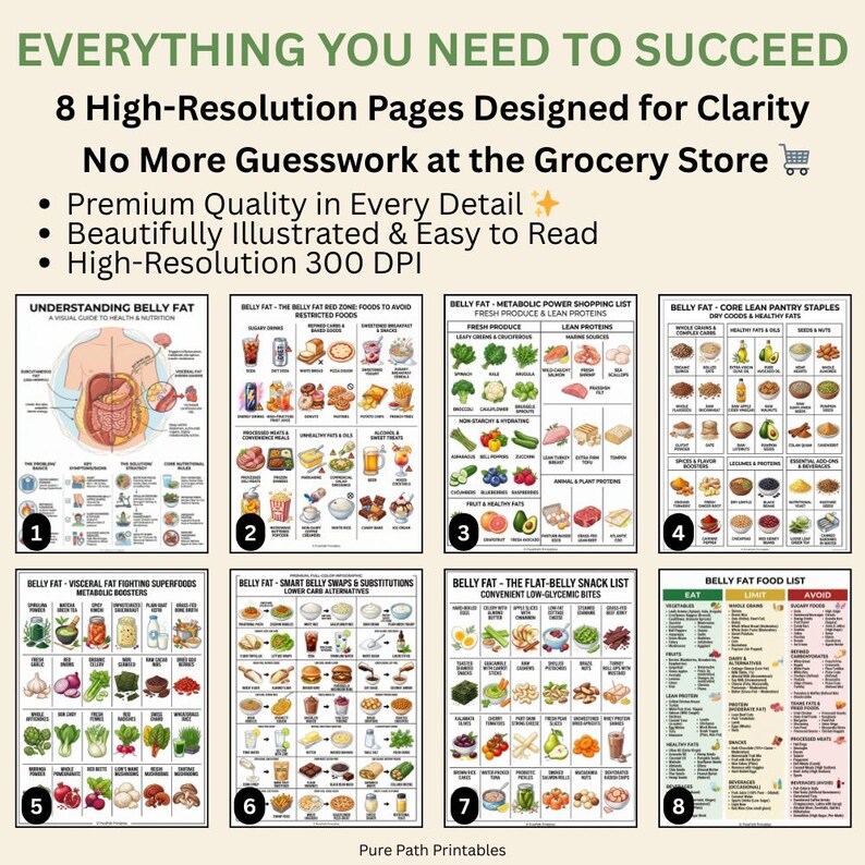 Printable Belly Fat Food List | Metabolic Diet Guide: Nutrition Chart ...
