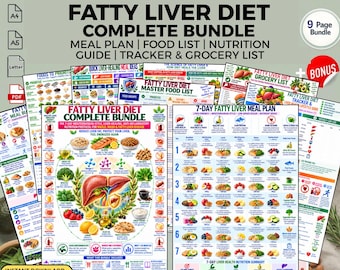 Fatty Liver Diet Bundle, 7-Day Meal Plan, Food List, Grocery Checklist, Health Tracker (PDF)
